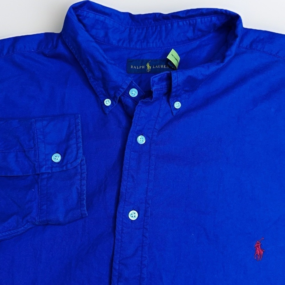 Polo Ralph Lauren Shirt Men 3XL Big Blue Red Pony 100% Cotton Button Down Casual